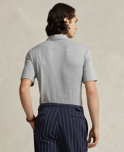 Shop Polo Ralph Lauren Men's Classic-fit Cotton-linen Mesh Polo Shirt In Steel Heather