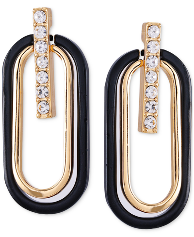 Shop Guess Gold-tone Crystal Bar & Color Oval Drop Earrings