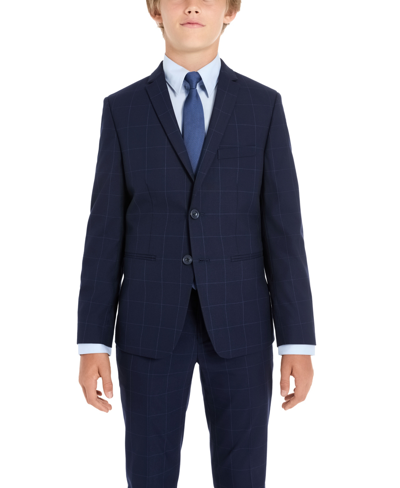 Shop Michael Kors Big Boys 2 Piece Slim Fit Stretch Suit In Blue