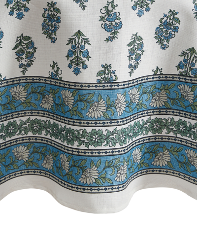 Elrene Tropez Block Print Stain Water Resistant Indoor And Outdoor Tablecloth, 70" X 70" Round In Multi