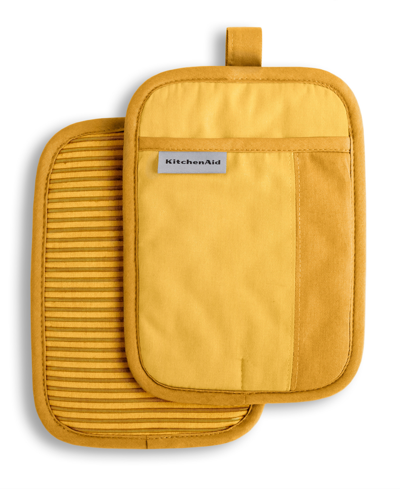 Shop Kitchenaid Beacon Two-tone Pot Holder 2-pack Set, 7" X 10" In Majestic Yellow