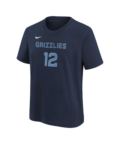 Shop Nike Big Boys Ja Morant Navy Memphis Grizzlies Icon Name And Number T-shirt