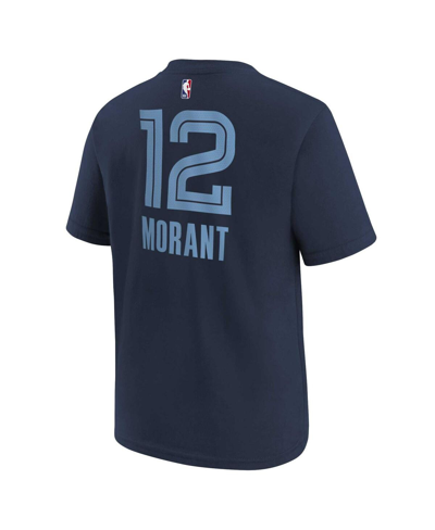 Shop Nike Big Boys Ja Morant Navy Memphis Grizzlies Icon Name And Number T-shirt