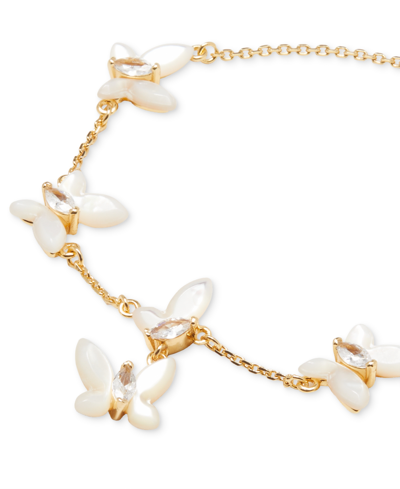 Kate Spade Women's Goldtone, Mother-of-pearl & Cubic Zirconia Butterfly Station Bracelet In White Multi