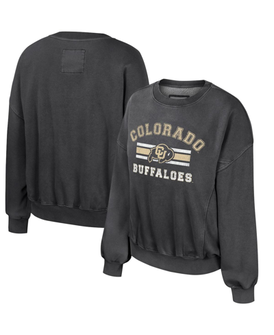 Shop Colosseum Women's  Black Colorado Buffaloes Audrey Washed Pullover Sweatshirt