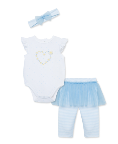 Shop Little Me Baby Girls Daisies Skegging Set With Headband In Blue