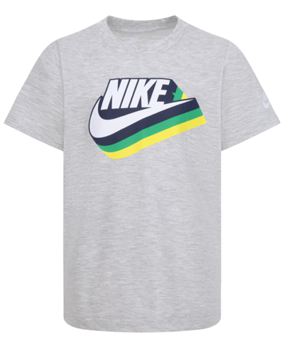 Shop Nike Little Boys Gradient Futura Short Sleeves T-shirt In Gray Heather