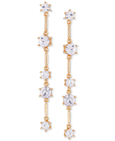 Shop Guess Gold-tone Crystal & Bar Linear Drop Earrings