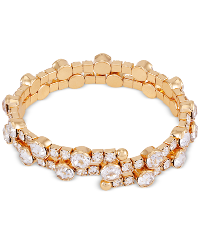 Shop Guess Gold-tone Crystal Double-row Bangle Bracelet
