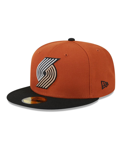 New Era Men's  Rust, Black Portland Trail Blazers Two-tone 59fifty Fitted Hat In Rust,black