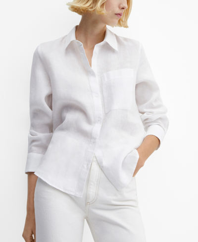 Shop Mango Women's Linen 100% Shirt In Off White