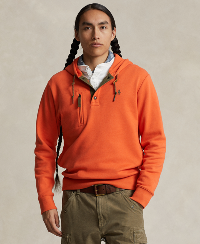 Shop Polo Ralph Lauren Men's Terry Hoodie In Orange Flame