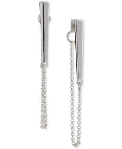 Shop Lucky Brand Silver-tone Bar & Chain Linear Drop Earrings