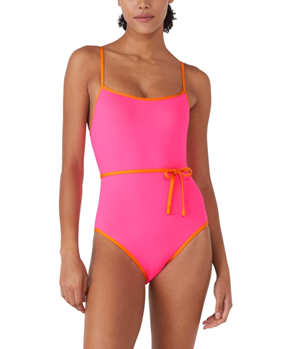 Shop Kate Spade Women's Belted One-piece Swimsuit In Radiant Pink
