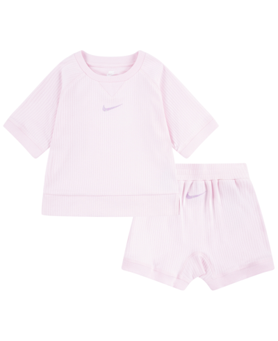 Nike Baby Boys Or Girls Readyset Short, 2-piece Set In Pink Foam