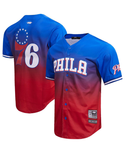 Pro Standard Men's  Royal, Red Philadelphia 76ers Ombre Mesh Button-up Shirt In Royal,red