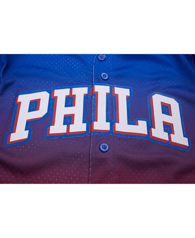 Pro Standard Men's  Royal, Red Philadelphia 76ers Ombre Mesh Button-up Shirt In Royal,red