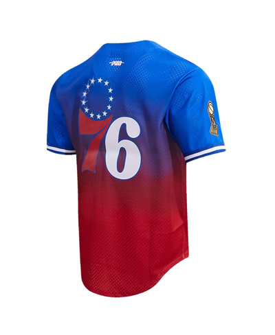 Pro Standard Men's  Royal, Red Philadelphia 76ers Ombre Mesh Button-up Shirt In Royal,red
