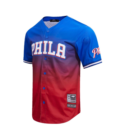 Pro Standard Men's  Royal, Red Philadelphia 76ers Ombre Mesh Button-up Shirt In Royal,red