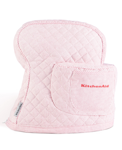 Shop Kitchenaid Fitted Tilt-head Ticking Stripe Stand Mixer Cover With Storage Pocket Quilted, 14.37" X 18" X 10" In Hibiscus Pink