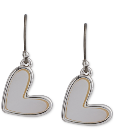 Shop Lucky Brand Silver-tone Mother-of-pearl Heart Drop Earrings