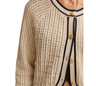 Shop Lucky Brand Women's Button-front Textured Sweater Jacket In Tofu