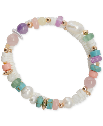 Shop Lucky Brand Gold-tone 2-pc. Set Multicolor Mixed Stone Beaded Stretch Bracelets