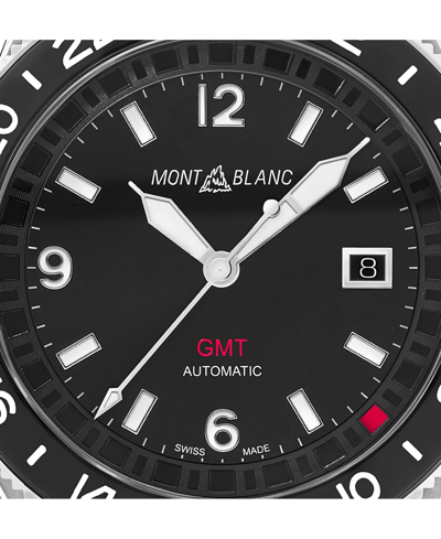 Shop Montblanc Men's Swiss Automatic 1858 Gmt Black Rubber Strap Watch 42mm