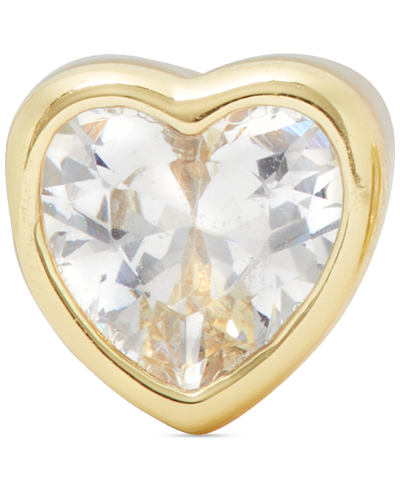Shop Kate Spade Cubic Zirconia Heart Mini Stud Earrings In Clear,gold