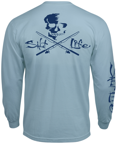 Shop Salt Life Men's Skull & Poles Long-sleeve T-shirt In Atlantic Blue