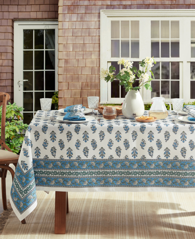 Shop Elrene Tropez Block Print Stain Water Resistant Indoor And Outdoor Tablecloth, 60" X 144" Rectangle In Multi