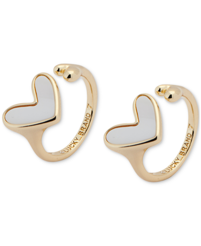 Shop Lucky Brand Silver-tone Mother-of-pearl Heart Open Ring In Gold
