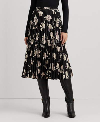 Shop Lauren Ralph Lauren Women's Printed Floral Midi Skirt In Black Multi