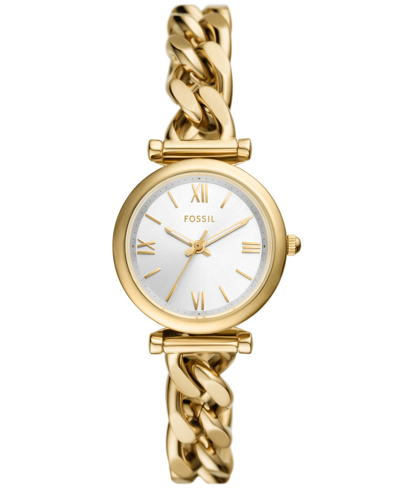 Fossil Women's Carlie Three-hand Gold-tone Stainless Steel Watch 28mm In Gold-tone