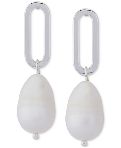 Shop Lucky Brand Silver-tone Link & Freshwater Pearl Drop Earrings
