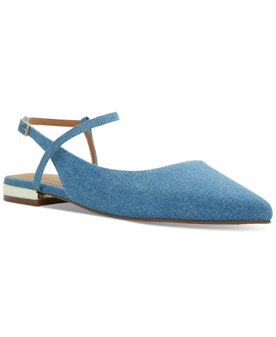 Shop Aldo Women's Sarine Strappy Pointed Toe Flats In Denim Blue