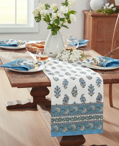 Elrene Tropez Block Print Stain Water Resistant Indoor And Outdoor Table Runner, 13" X 70" In Multi