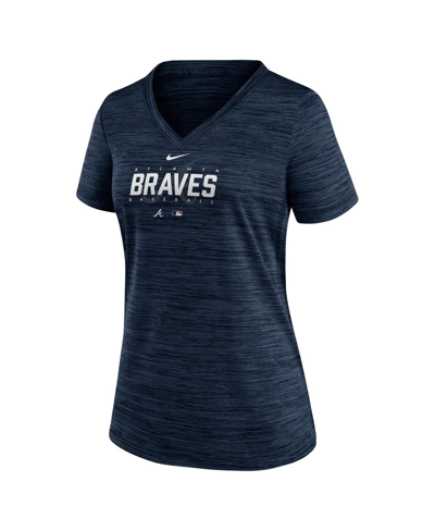 Nike Women's  Navy Atlanta Braves Authentic Collection Velocity Practice Performance V-neck T-shirt In Navy