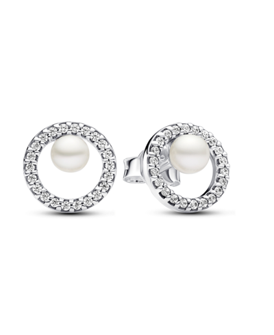 Shop Pandora Sterling Silver Pearl Halo Necklace And Earring Gift Set