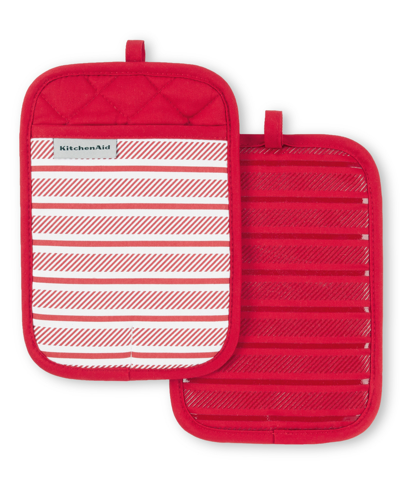 Shop Kitchenaid Albany Pot Holder 2-pack Set, 7" X 10" In Passion Red