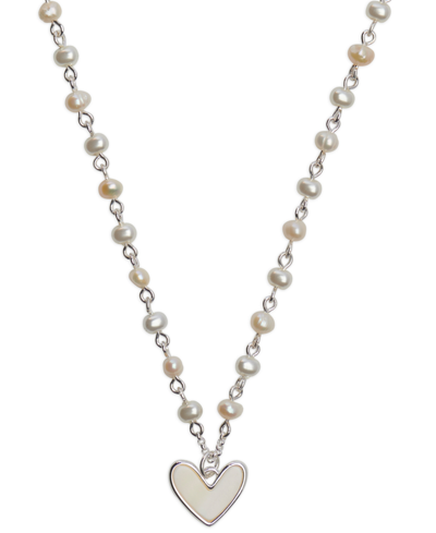 Shop Lucky Brand Silver-tone Mother-of-pearl Heart Pendant Necklace, 16" + 3" Extender