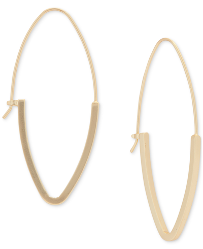Shop Lucky Brand Gold-tone Elongated Hoop Earrings