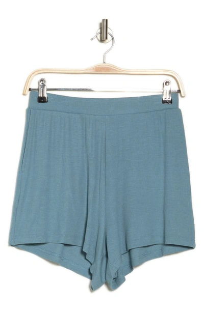 Shop Sweet Romeo Ribbed High Waist Shorts In Pacific Blue