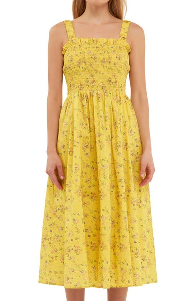 Shop English Factory Floral Smocked Sundress In Yellow
