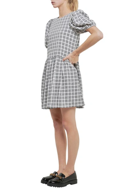Shop English Factory Gingham Bow Dress In Black