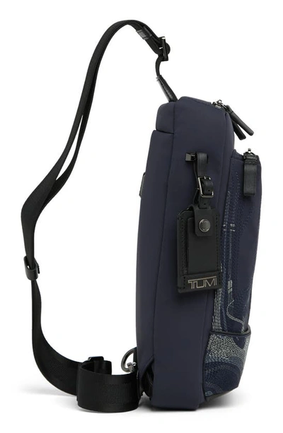 Shop Tumi Harrison Gregory Sling Bag In Navy Liquid Embroidery