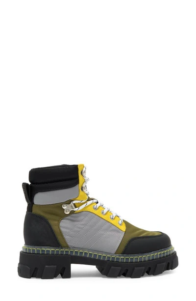 Shop Ganni Cleated Lace-up Hiking Boot In Kalamata