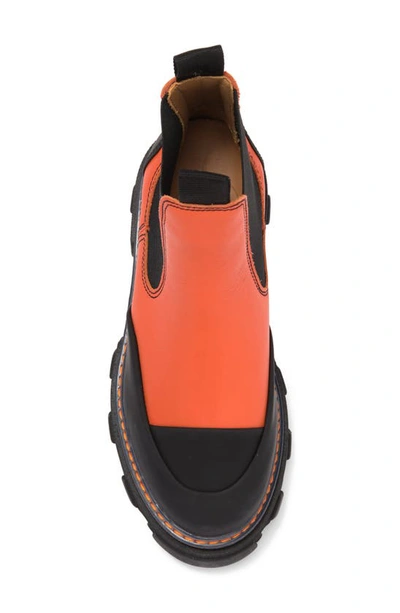 Shop Ganni Cleated Low Cheslea Boot In Orangeade