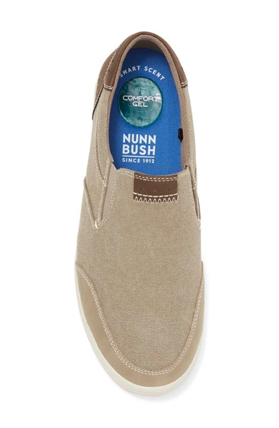 Shop Nunn Bush Kore City Walk Canvas Moc Toe Slip-on Sneaker In Stone Canvas