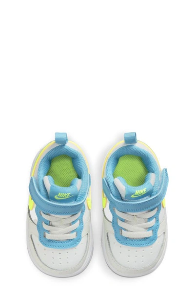 Shop Nike Kids' Court Borough Low Recraft Sneaker In White/ Baltic Blue/ Volt